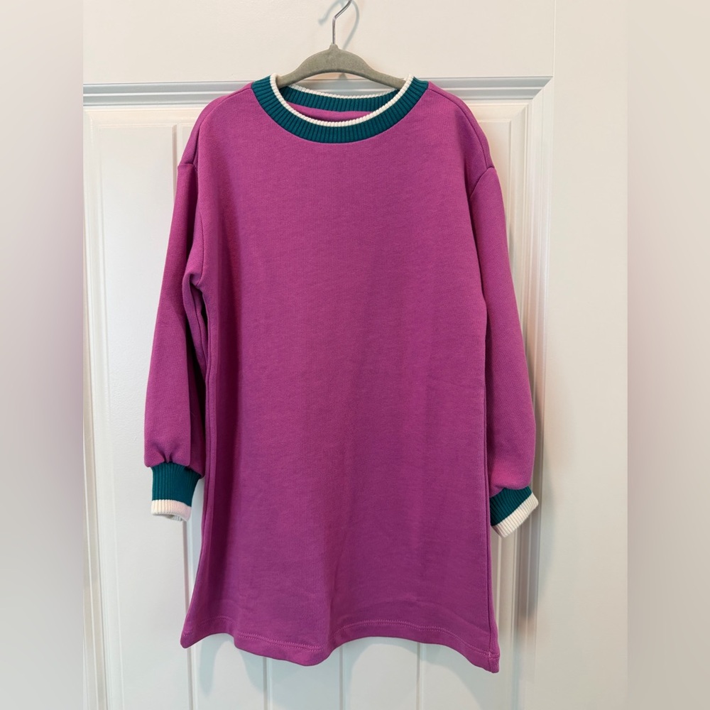 Hanna Andersson Purple Long Sleeve French Terry Dress, Girl’s Size 4